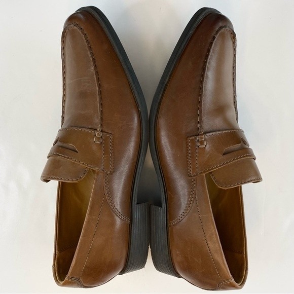 CLARKS TILDEN WAY PENNY LOAFER Size 11 Brown Camel Leather Slip on main image 7